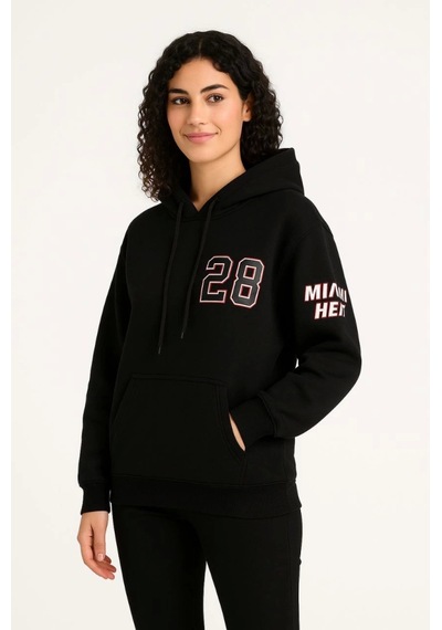 Modi Üç İplik Kapüşonlu Ön Ve Arka Baskılı Sweatshirt Hoodie - Siyah 1siyah
