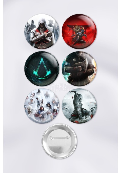 Assassin's Creed Video Oyun Bilgisayar Oyunu Çanta Süsü Rozet İğneli Buton Rozet Seti 6 Adet Çok Renkli