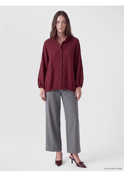 Lcw Modest Bordo Dik Yaka Kadın Ceket