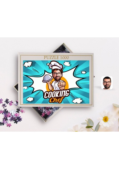 Bk Gift Kişiye Özel Erkek Chef Karikatürlü 1000 Parça Profesyonel Puzzle-15
