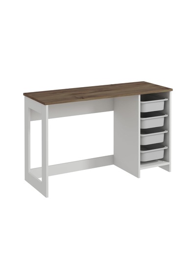 Hero Modern Çalışma Masası - 120 Cm, Beyaz/antik Ceviz Diğer