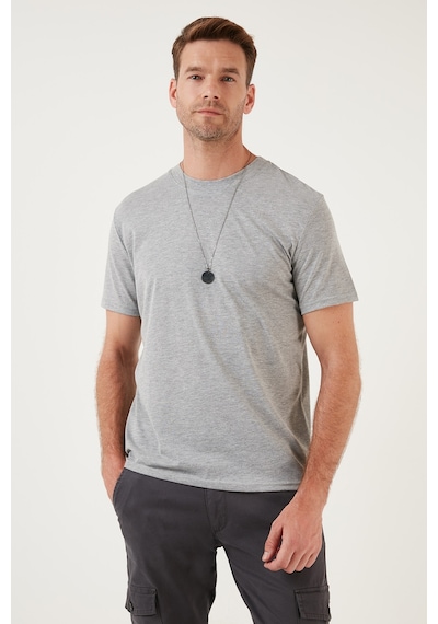Buratti Pamuklu Regular Fit Bisiklet Yaka Basic Erkek T Shirt 59020201 Gri Melanj