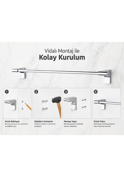 Alper Banyo F1 Model Lüx Krom Paslanmaz Uzun Havlu Askısı, 40 Cm,