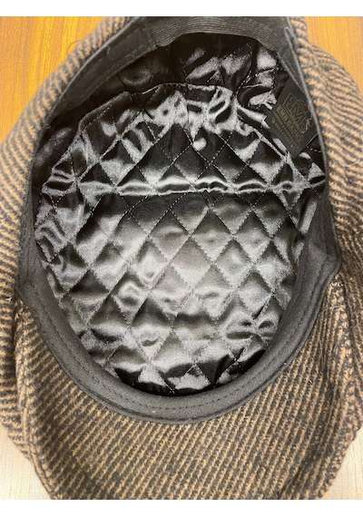 Hamze Peaky Blinders Model İngiliz Tarz Kaşe Kumaş Çizgili Kasket Şapka Kahverengi