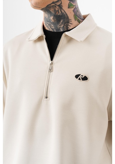 Respire Erkek Yarım Fermuarlı Modal Sweatshirt Ekru