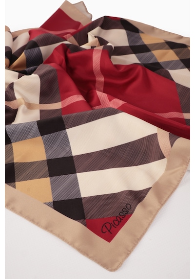 Inno 60x60 Cm Premium Saten Desenli Dikişli Fular Siyah