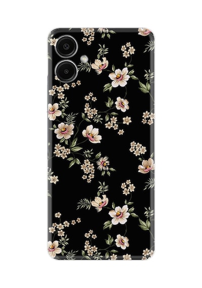 Samsung Samsung Galaxy Uyumlu A06 Kılıf Boutique Baskılı Resimli Siyah Fon Çiçek Pcode -045