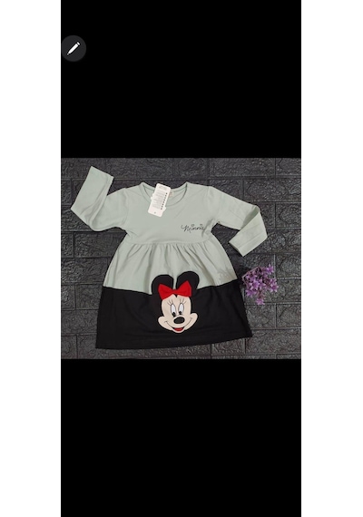 Mickey Kız Çocuk Elbise 3-8 Yaş Siyah