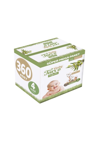 Baby Turco Doğadan Bebek Bezi 4 Numara Maxi Süper Mega Paket 360 Adet