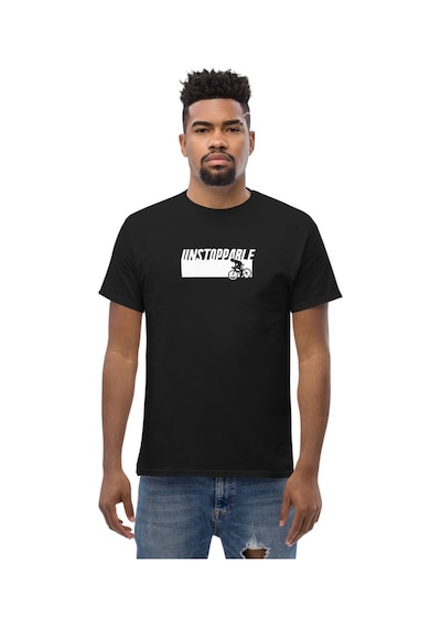 Wildstyle Unstoppable Durdurulamaz Bisiklet Motivasyon Baskılı Unisex Bisiklet Yaka Pamuklu Tişört Siyah