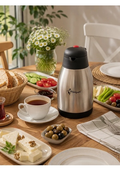 Penguen 1.5 Lt Paslanmaz Çelik Çay Termosu Çok Renkli