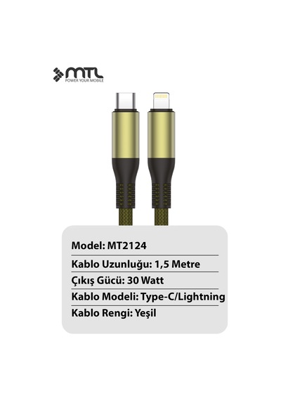 Type-c To Lightning Hızlı Şarj Ve Data Kablosu - 1.5 Metre - 30w Pd Örgülü Mt-a2124