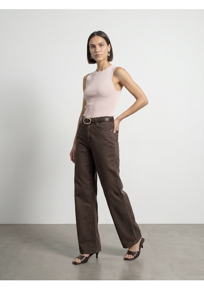 Dilvin 72323 Lyocell Karışımlı Wide Leg Jean-kahve