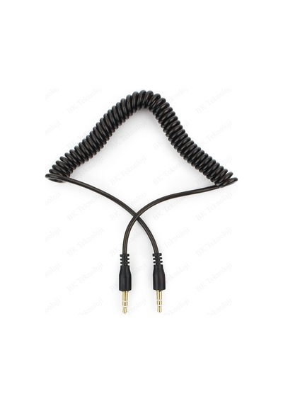 3.5mm Stereo Spiral Tasarım Araç AUX Ses Kablosu 2 Metre