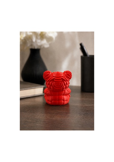 3d Baskı Sevimli Kırmızı Gül Desenli Ayıcık Figür - Sevililer Günü Hediyesi Ve Masa Dekoru 8x5x9 Cm