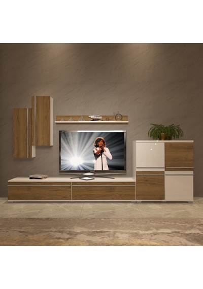 Decoraktiv Eko 6 Mdf Std Tv Ünitesi Tv Sehpası - Beyaz Pera Beyaz - Meşe
