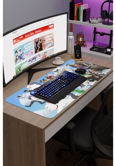 Gintama Anime V3 - 90x40 Xxl Gaming Kauçuk Kaymaz Taban Mouse Pad Fare Altlığı