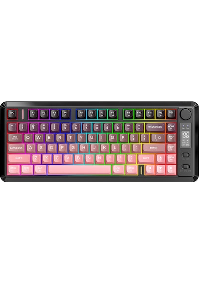 M75 Kablosuz 2.4ghz Kablosuz + Bt Çift Modlu Klavye Led Ekranlı Oyun Klavyesi İle Pbt Knob Rainbow M75 Kablosuz 2.4ghz Kablosuz + Bt Çift Modlu Klavye Led Ekranlı Oyun Klavyesi İle Pbt Knob Rainbow