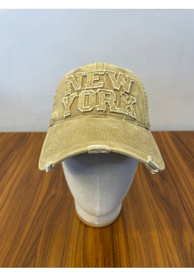 Hamze Vintage Yıkamalı Eskitme Model İthal Nakışlı Unisex Cap Şapka Hardal