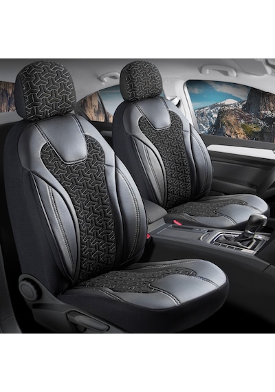 Ford Connect 2+1 Deri Detaylı Oto Koltuk Kılıfı Ön Arka Set Siyah Beyaz Siena Model Fs