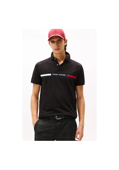 Tommy Hilfiger Erkek Regular Fit Göğsü Şeritli Ve Yazı Nakışlı Polo Yaka T-shirt - Siyah Triple Black Tommy Hilfiger Erkek Regular Fit Göğsü Şeritli Ve Yazı Nakışlı Polo Yaka T-shirt - Siyah Triple Black