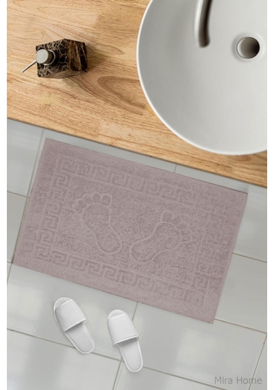 2 Li Ayak İzli Banyo Ayak Havlusu %100 Pamuklu Renkli 50x70 Cm Menom Mürdüm