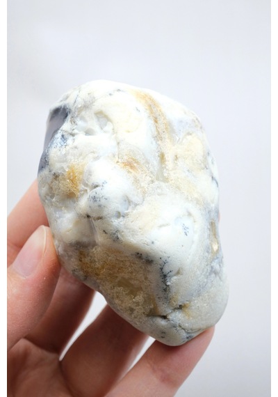 Gök Mavi Dendritik Opal Dilimi - Saydam Mavi Çekirdek İle Ağaç Şeklinde Siyah Dendritler, 142g