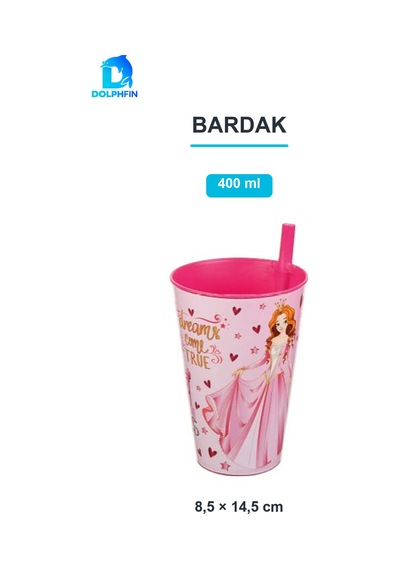 Desenli Pipetli Bardak 400 Ml Günlük İçecek Servisi Çok Renkli