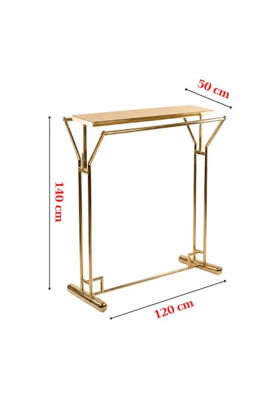 Elbise Askı Stand Gold Renk Kaplama Çift Yönlü Butik Orta Standı Ve Askısı Altın