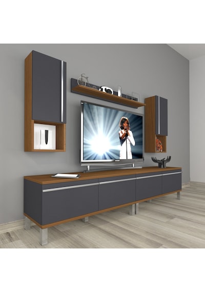 Decoraktiv Eko 5220ta Mdf Krom Ayaklı Tv Ünitesi Tv Sehpası - Ceviz Antrasit Ceviz - Antrasit Decoraktiv Eko 5220ta Mdf Krom Ayaklı Tv Ünitesi Tv Sehpası - Ceviz Antrasit Ceviz - Antrasit
