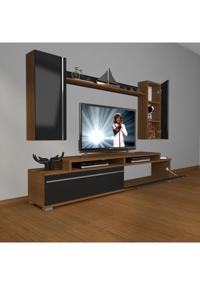 Decoraktiv Ekoflex 7 Mdf Tv Ünitesi Tv Sehpası Ceviz - Siyah