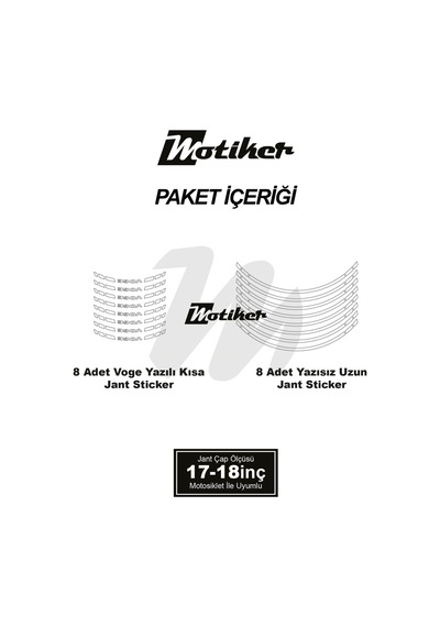 Voge Tek Renk Beyaz Jant Dışı Tasarımı Sticker Etiket Modeli