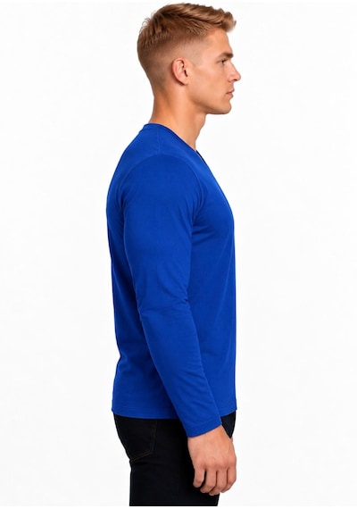 Axxel Erkek Koyu İndigo Pamuklu Likralı Süprem Uzun Kollu T-shirt-d236