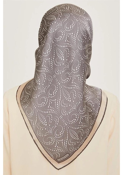 Armine İpek Eşarp 2025 Kış - 9246-33 Gri Bej Twill Gri Bej