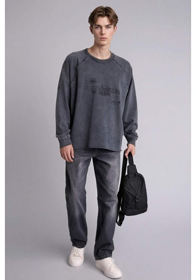 Defacto Boxy Fıt Bisiklet Yaka Sweatshirt H7272ax26spar148 Antrasit-ar148