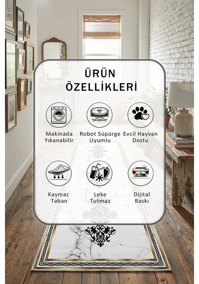 Yıkanabilir Yolluk 35 Açık Gri