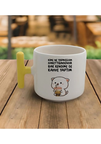 Kime Ne Yapmışsam Hakettiğindendir - T Kulp Kupa Beyaz