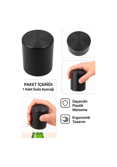 Mucit Home Otomatik Manyetik Meşrubat Kapak Açacağı Bas Çek Mıknatıslı Şişe Siyah