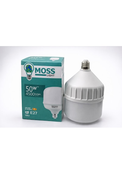 Moss Light 50w Led Ampul E27 Duy 4500 Lumen Yüksek Işık Gücü Enerji Tasarruflu Beyaz Işık