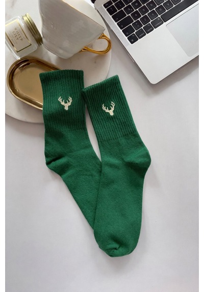 Geyik Nakışlı Kutulu Renkli Yazlık Kışlık Pamuklu Unisex Tekli Soket Çorap Yeşil Geyik Nakışlı Kutulu Renkli Yazlık Kışlık Pamuklu Unisex Tekli Soket Çorap Yeşil