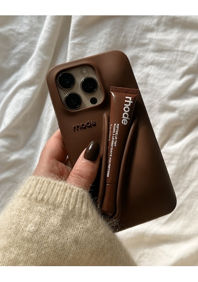 Apple iPhone 16 Pro Max Uyumlu Lip Case Ruj Bölmeli Rujlu Kılıf Espresso Kahverengi