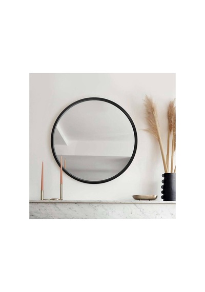 Tr 70x70 Yuvarlak Çerçeveli Dekor Aynası/banyo Aynası/dekoratif Makyaj Aynası Siyah 70 X 70 Diğer