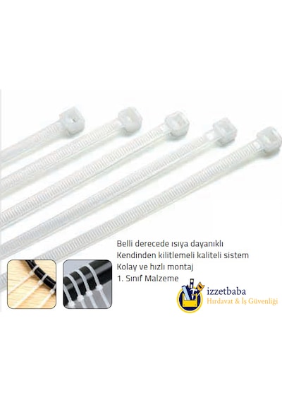 Tomax 4x250 Mm Plastik Kilitli Kelepçe 100 adet BEYAZ