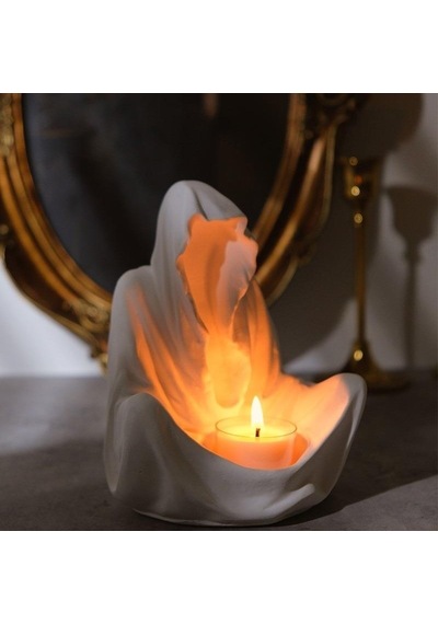 Dekoratif Ghost Hayalet Figürlü Tealight Mumluk Ev Dekoru Ofis Dekoru Süs 001