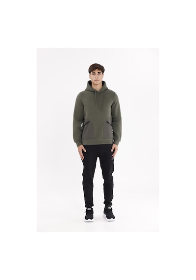 Rowinger Rahat Kalıp Yumuşak İç Yüzeyli Kordonlu Kapüşonlu Sweatshirt Haki