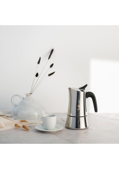 Moon Exclusive: 6 Cups Ocak Üstü Espresso Pişirici - 235ml - Gümüş Renk - Paslanmaz Çelik Gövde - Patentli Güvenlik Valfi - Tüm Ocak Türleri İçin Uygundur İndüksiyon Dahil