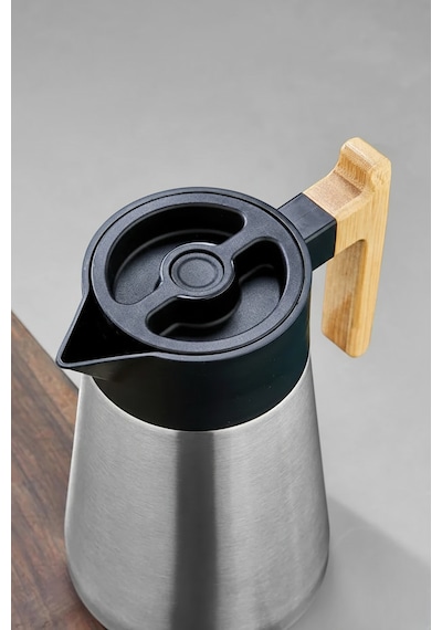 Cooker 1,5 Litre Çelik Termos Bambu Saplı Metalik