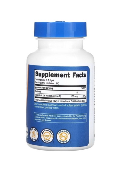 Nutricost Vitamin K2 Mk-7 -100 Mcg 240 Softgels