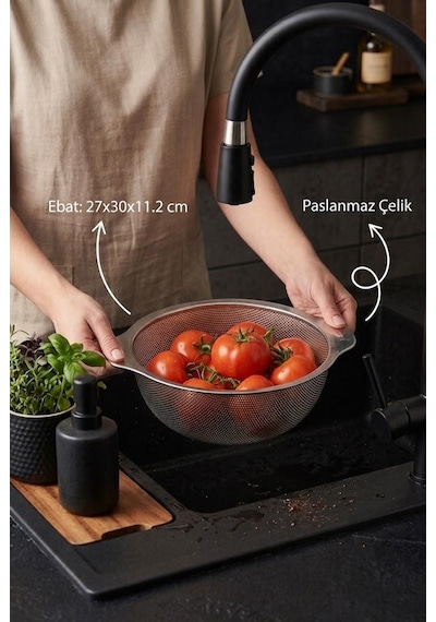 Bambum Nesta - Çelik Süzgeç 27 Cm Paslanmaz Çelik