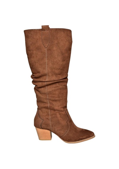 Fox Shoes J404040102 Kahverengi Süet Kalın Topuklu Kadın Çizme Kahverengi-süet